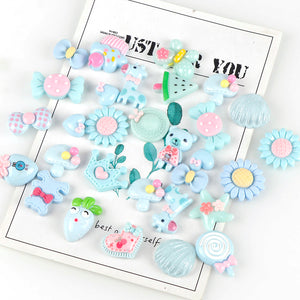 Design Blue Color  Resin Flat Back Cabochon